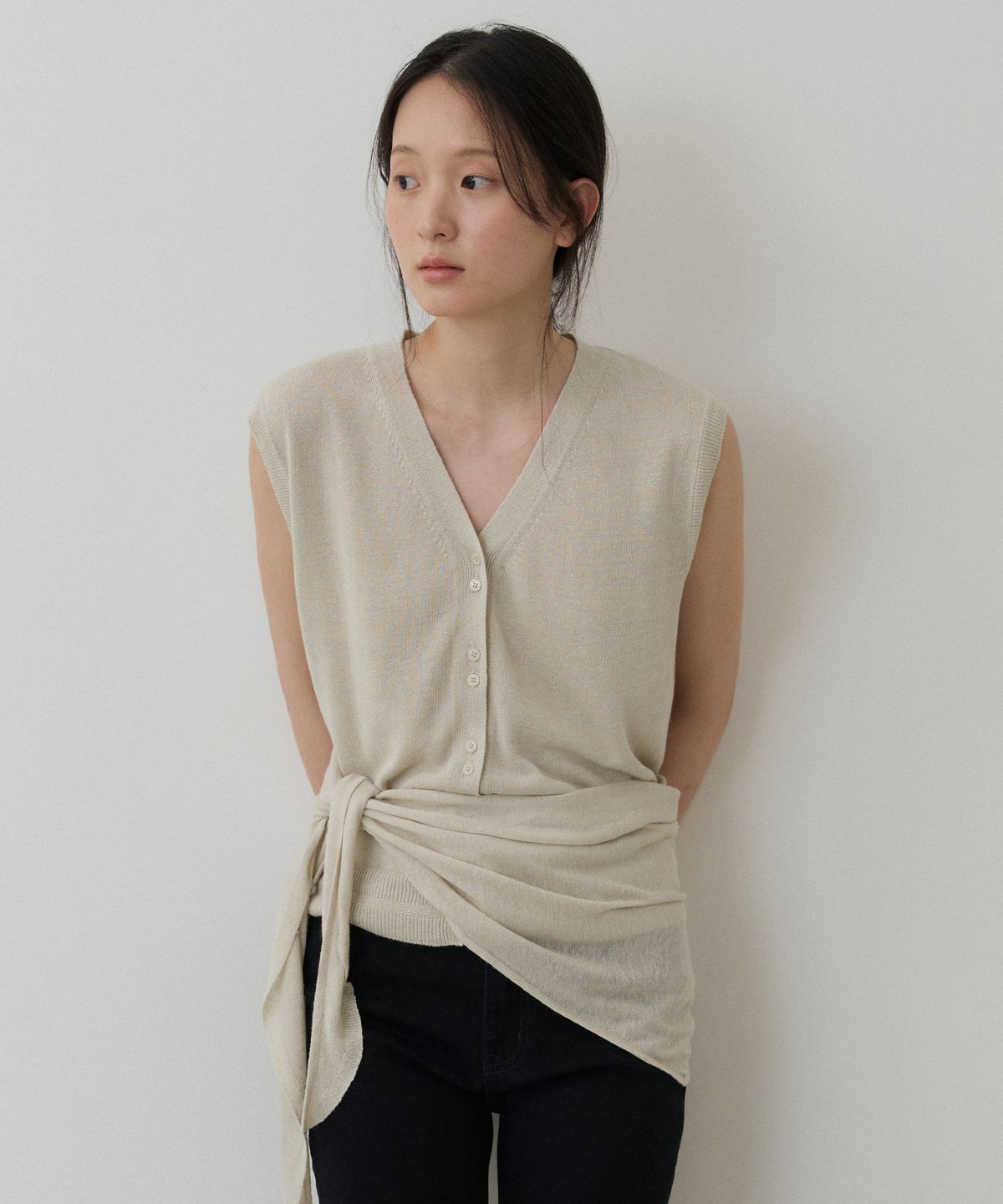 토와브(TOWAV) ELLA SCARF KNIT VEST_NATURAL BEIGE