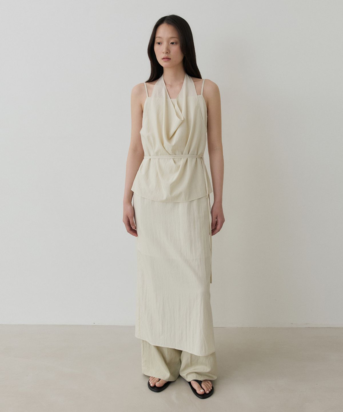 토와브(TOWAV) KAMELIE HALTER DRESS_NATURAL