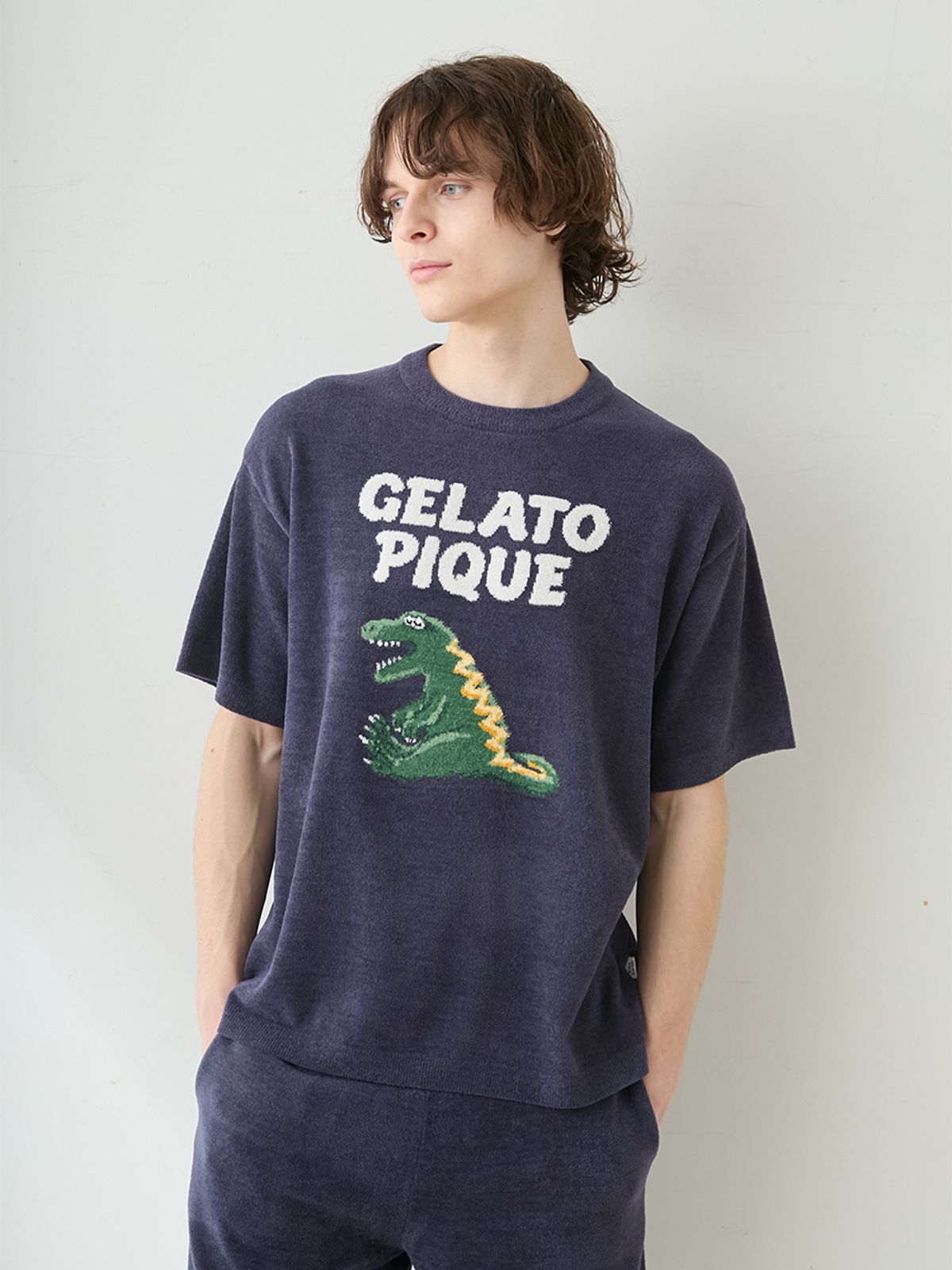 젤라또 피케(GELATO PIQUE) [HOMME] AIRY MOCO 슬리핑 다이노사우르스 자카드 풀오버 PMNT262917