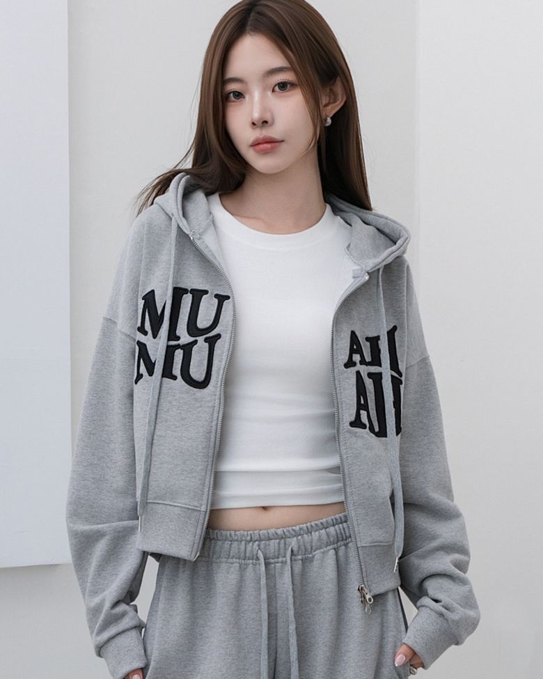 웨이브 볼드 스티치 후드집업 [그레이]