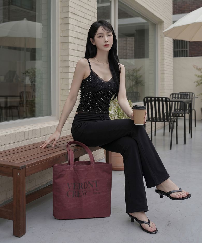 로고 캔버스 에코백 [버건디]
