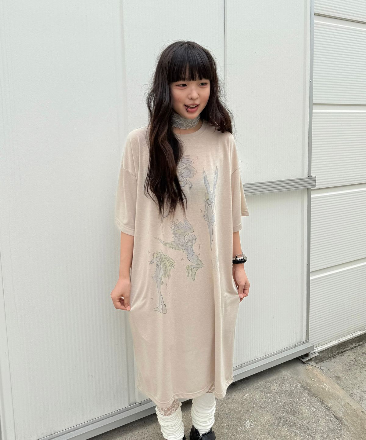 나이스고스트클럽(NICEGHOSTCLUB) GHOST ANGELS BIG BIG DRESS_BEIGE(NG2GMUT503C)