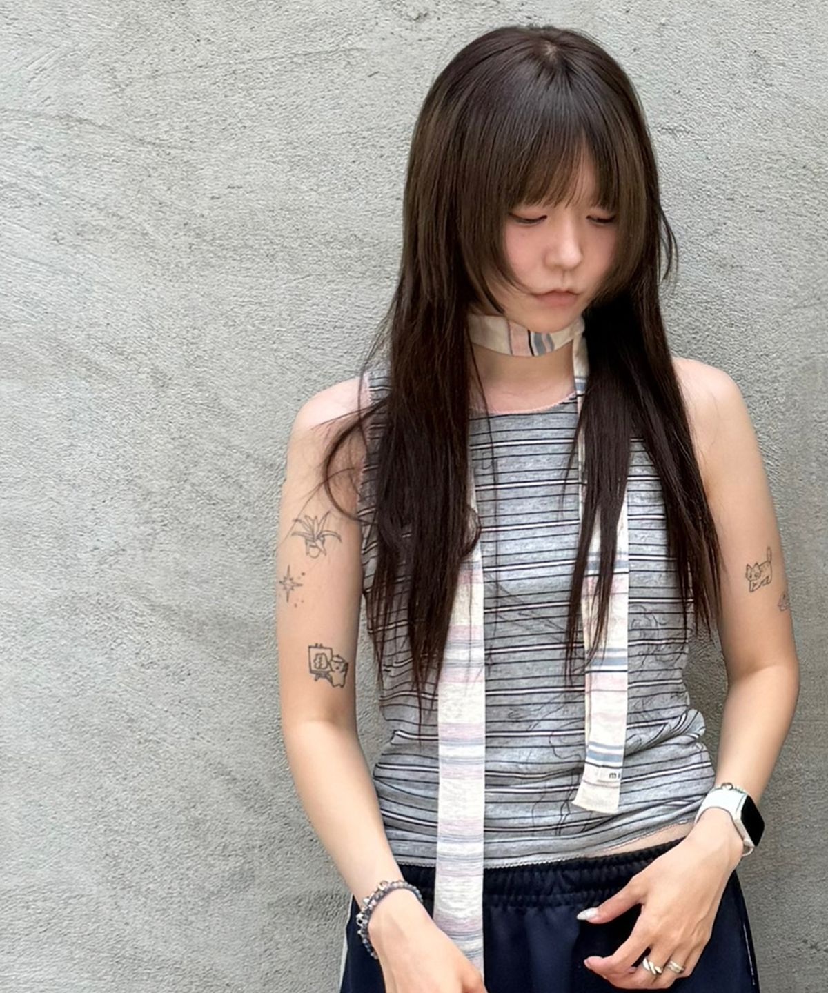 나이스고스트클럽(NICEGHOSTCLUB) GHOST ANGELS STRIPE SLEEVELESS_GREY(NG2GMFT580C)