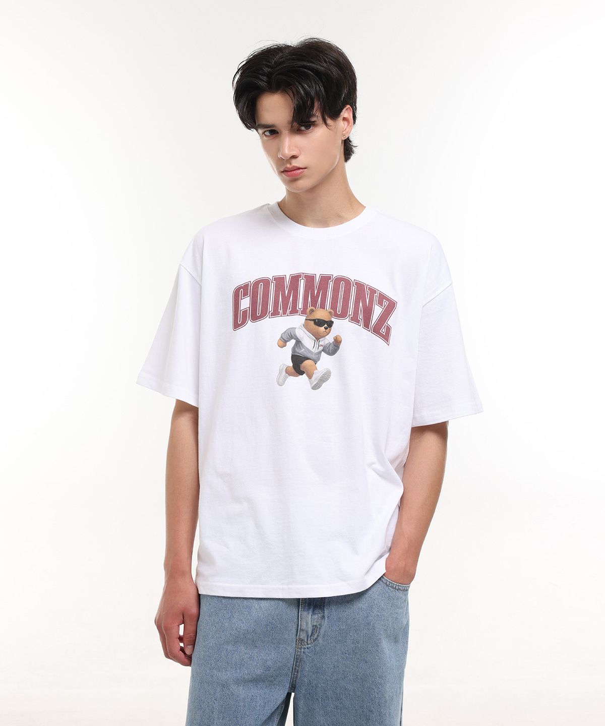 커먼즈(COMMONZ) 러닝 베어 반팔티셔츠_화이트