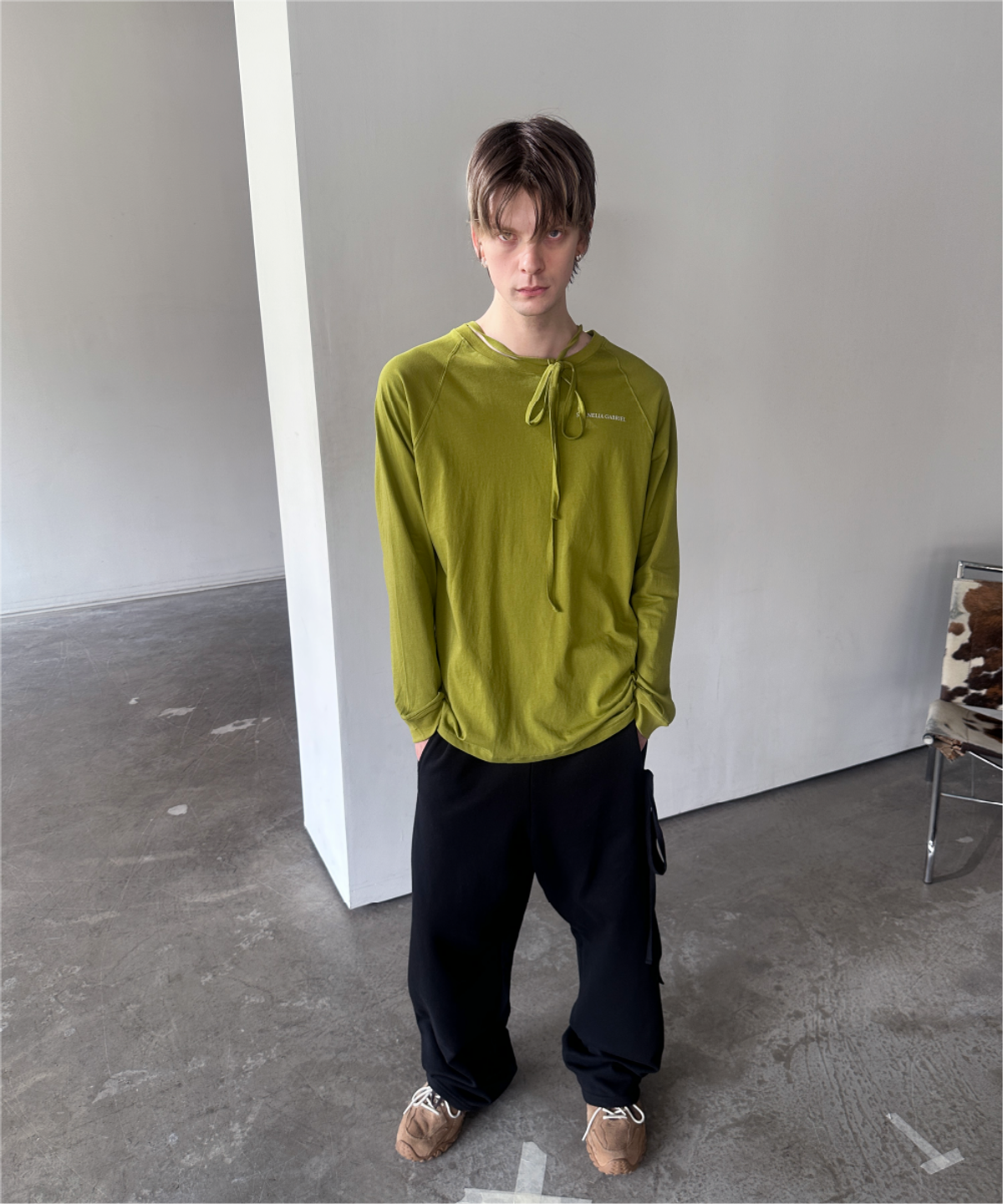 솔넬리아 가브리엘(Solnelia Gabriel) number 15/OVER FIT LONG SLEEVE-GREEN OLIVE