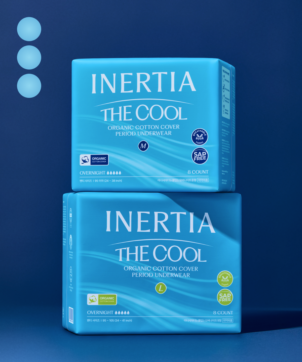 이너시아(INERTIA) 더 쿨 입는 오버나이트 8P (중/대/특대형) X 3팩