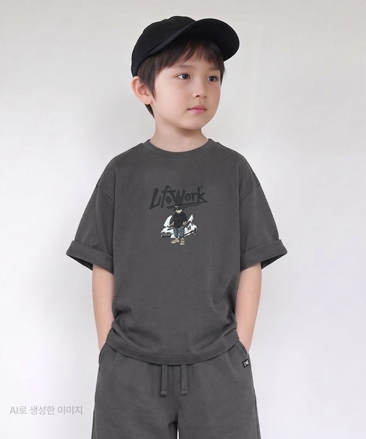 라이프워크 키즈(LIFEWORK KIDS) 키즈) 슈퍼카 힙독 반팔 티셔츠