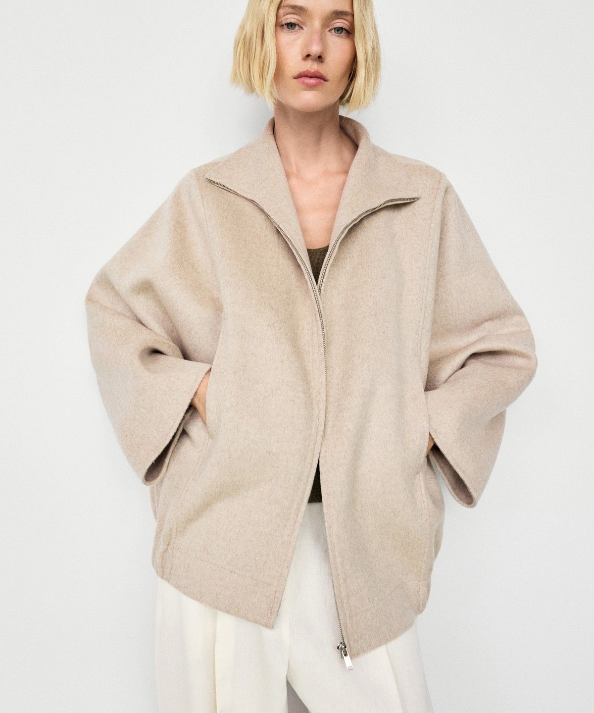 마시모두띠(MASSIMO DUTTI) 울 블렌드 봄버 재킷