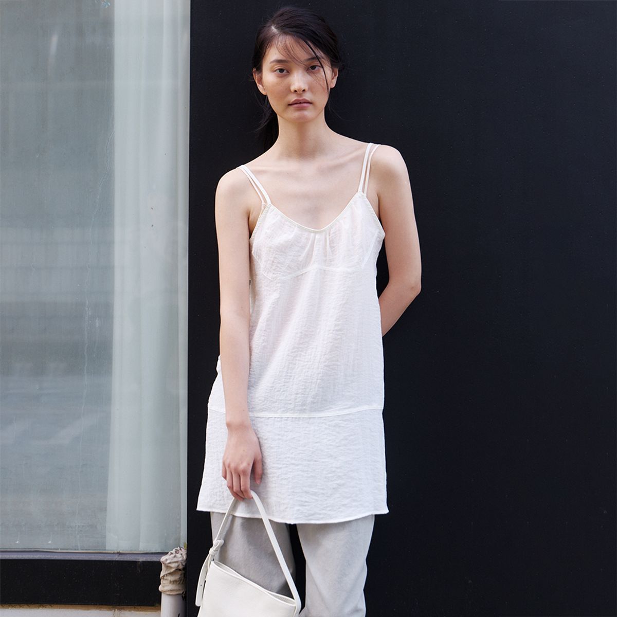 노우드(NOEUD) Button Side Sheer Dress (Ivory)