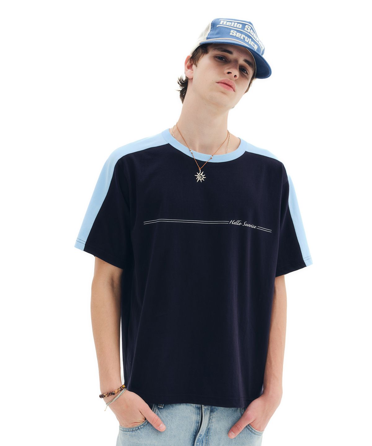 헬로 선라이즈(HELLO SUNRISE) HS Longboard Tee_Navy