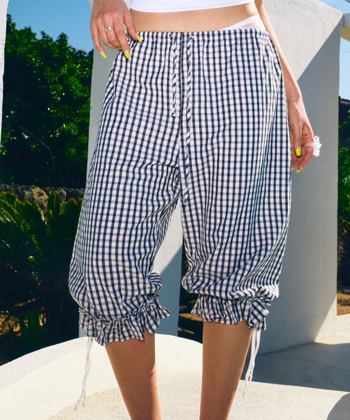 하이타이드 프랭키(HIGHTIDEFRANKIE) Pattern Capri Pants Black
