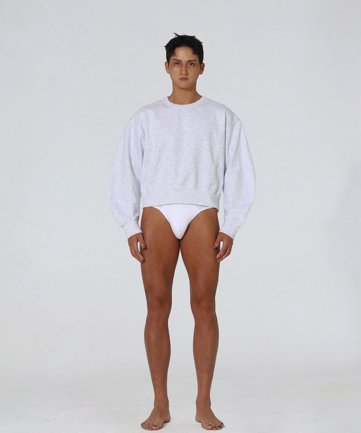 엑세스(XX) XX Round Curved Crop Sweatshirt Melange