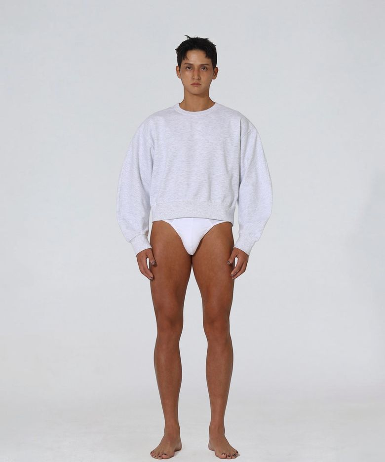 XX Round Curved Crop Sweatshirt Melange