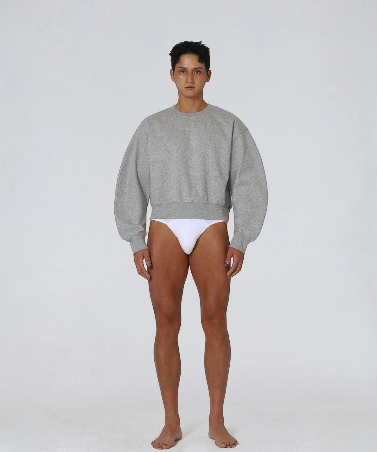 엑세스(XX) XX Round Curved Crop Sweatshirt Gray