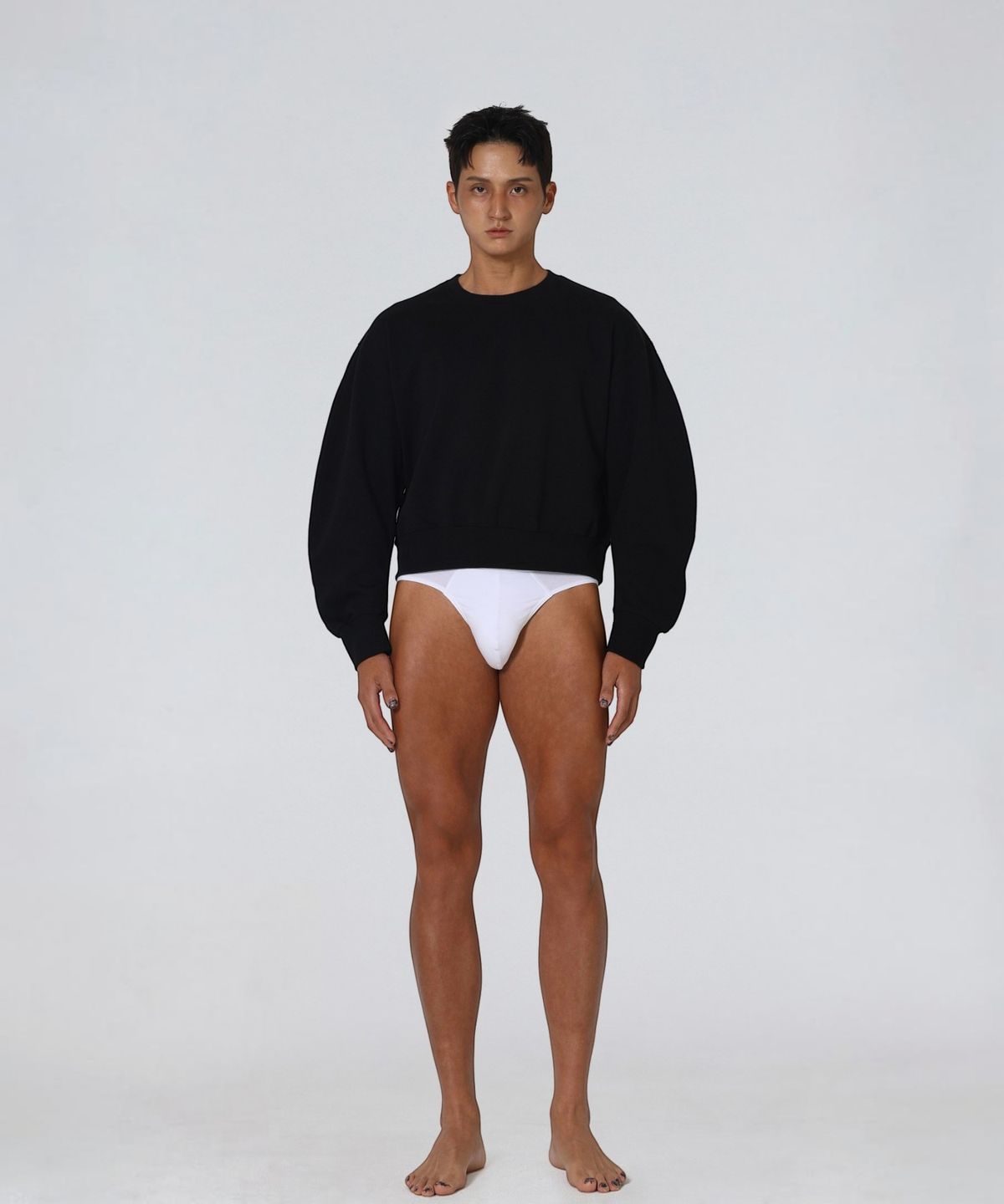 엑세스(XX) XX Round Curved Crop Sweatshirt Black