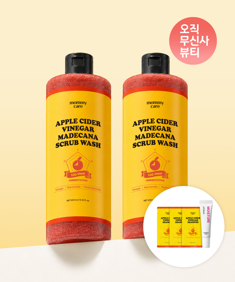 [2PACK] 애사비 마데카나 바디 스크럽 워시 400ml 2개(+애사비 탈모 샴푸 24ml+보습 립밤 본품 증정)