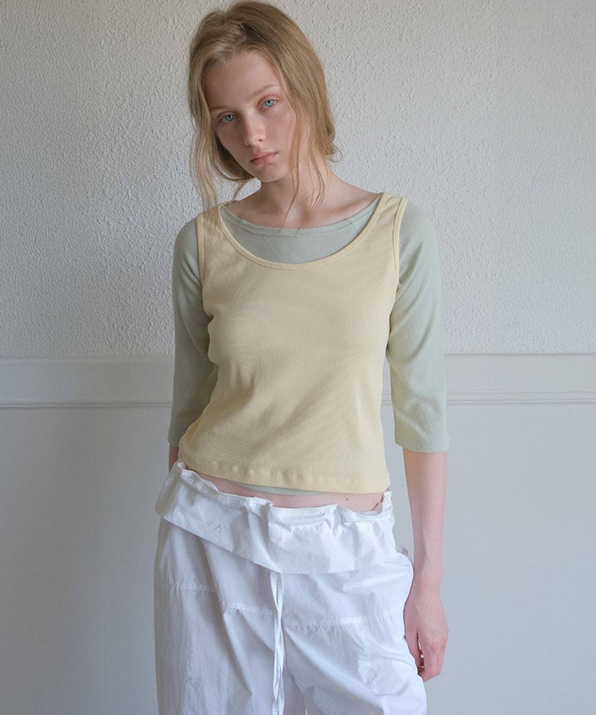 타버트(TARVERT) More Boat Neck Ribbed T-Shirt - Mint