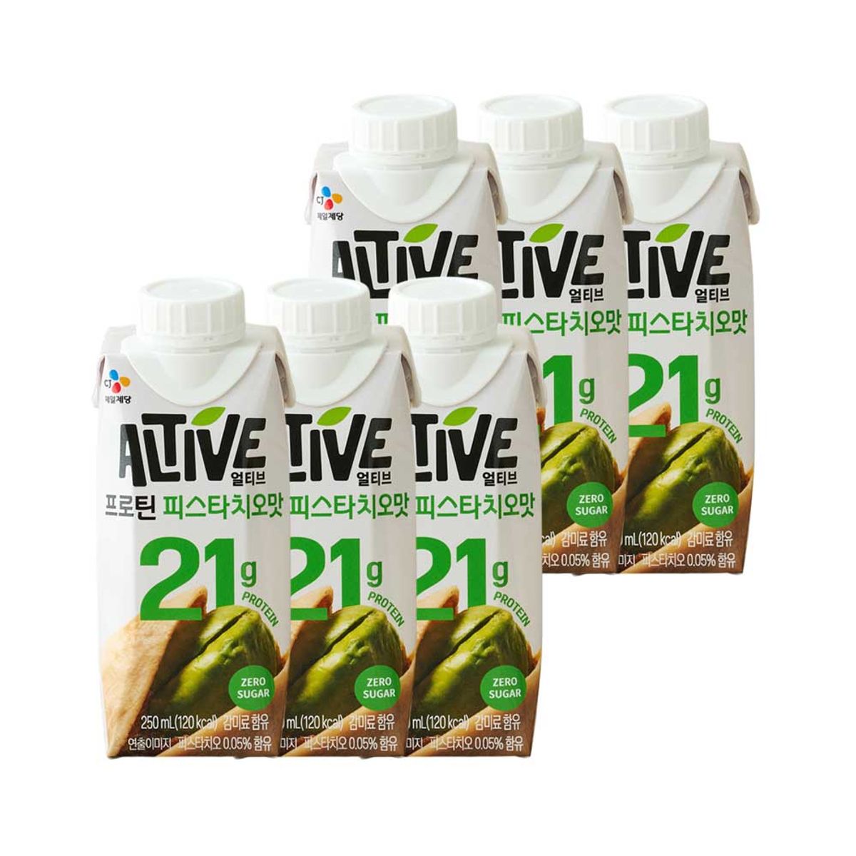 CJ제일제당(CJCHEILJEDANG) 얼티브 제로슈가 프로틴 식물성 고단백 단백질 쉐이크 피스타치오 250ml x6개