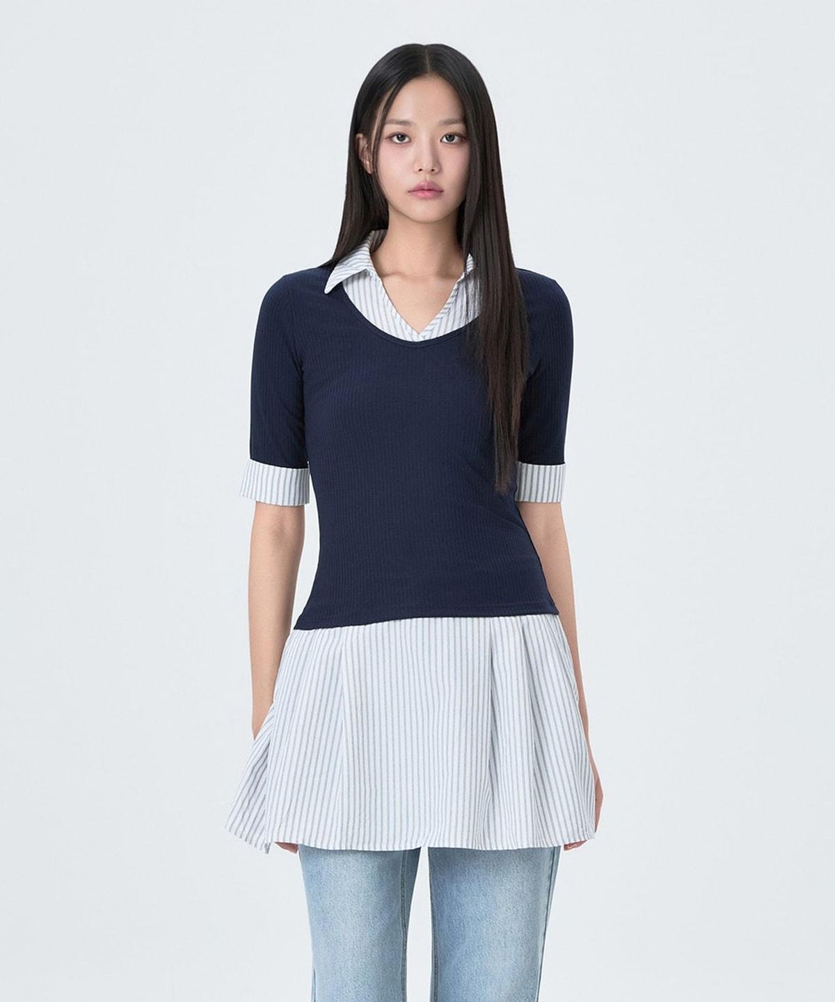 미쏘(MIXXO) 셔츠 레이어드 원피스 RE OWG50QG_MIWOWG71QG