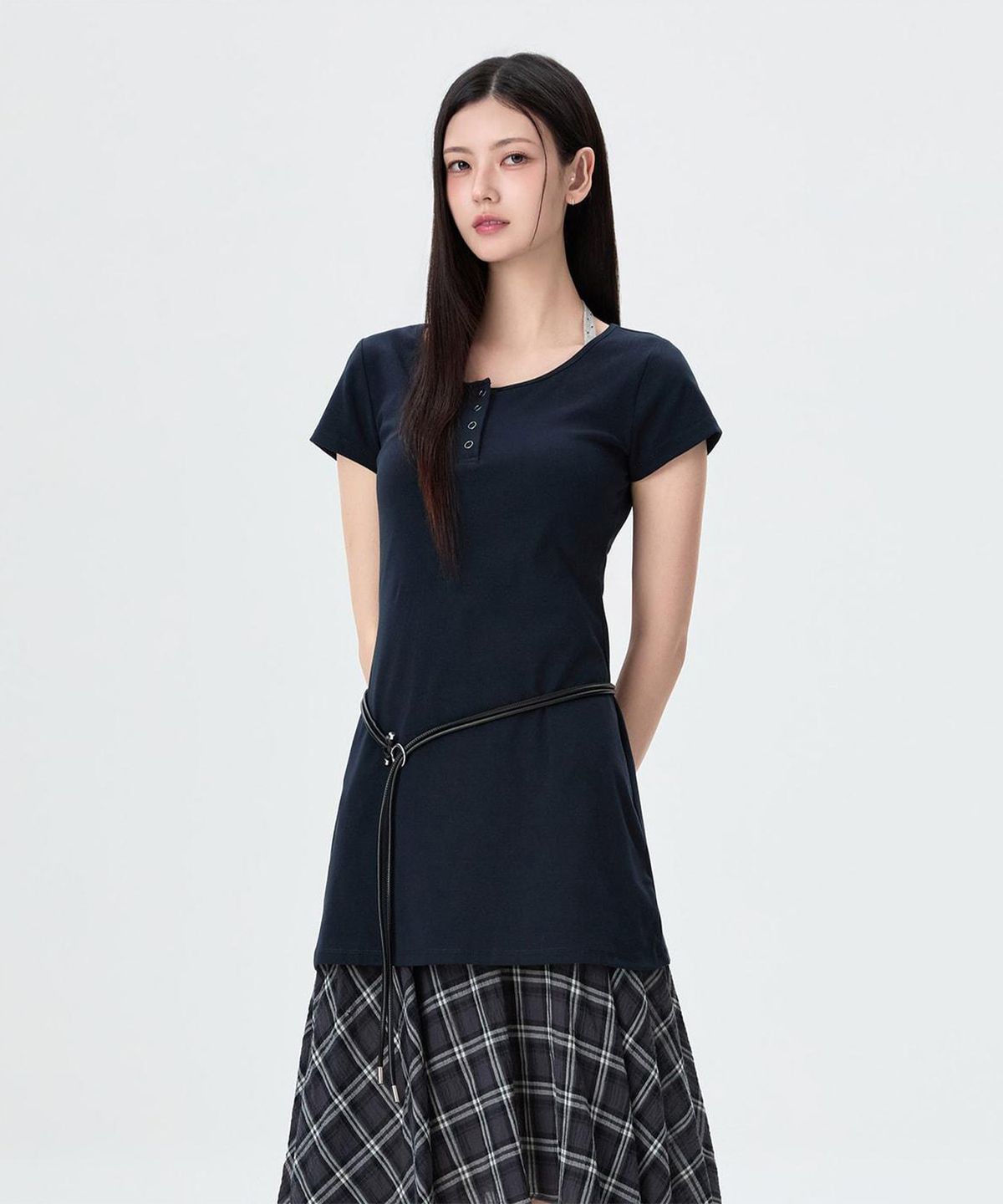 미쏘(MIXXO) 반팔 미니 원피스_MIWOWG712G