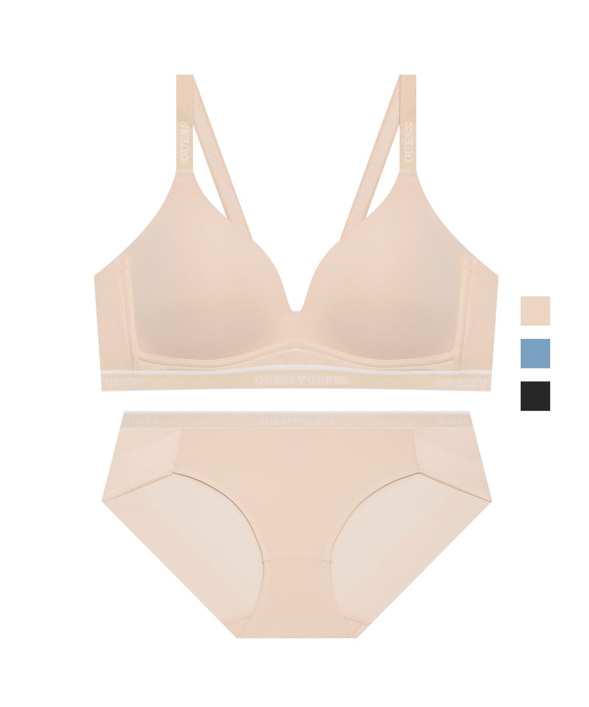 게스언더웨어(GUESS UNDERWEAR) 멜로우 쿨 노와이어 브라 팬티 세트