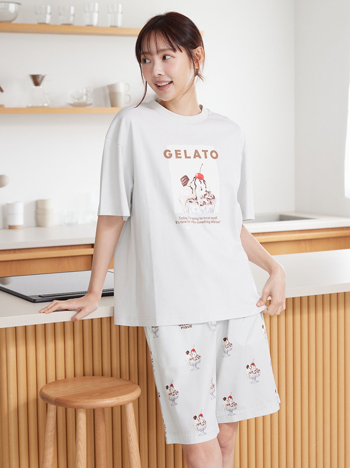 젤라또 피케(GELATO PIQUE) [남녀공용] HIGH CALORIE 포인트 티셔츠 PUCT262255