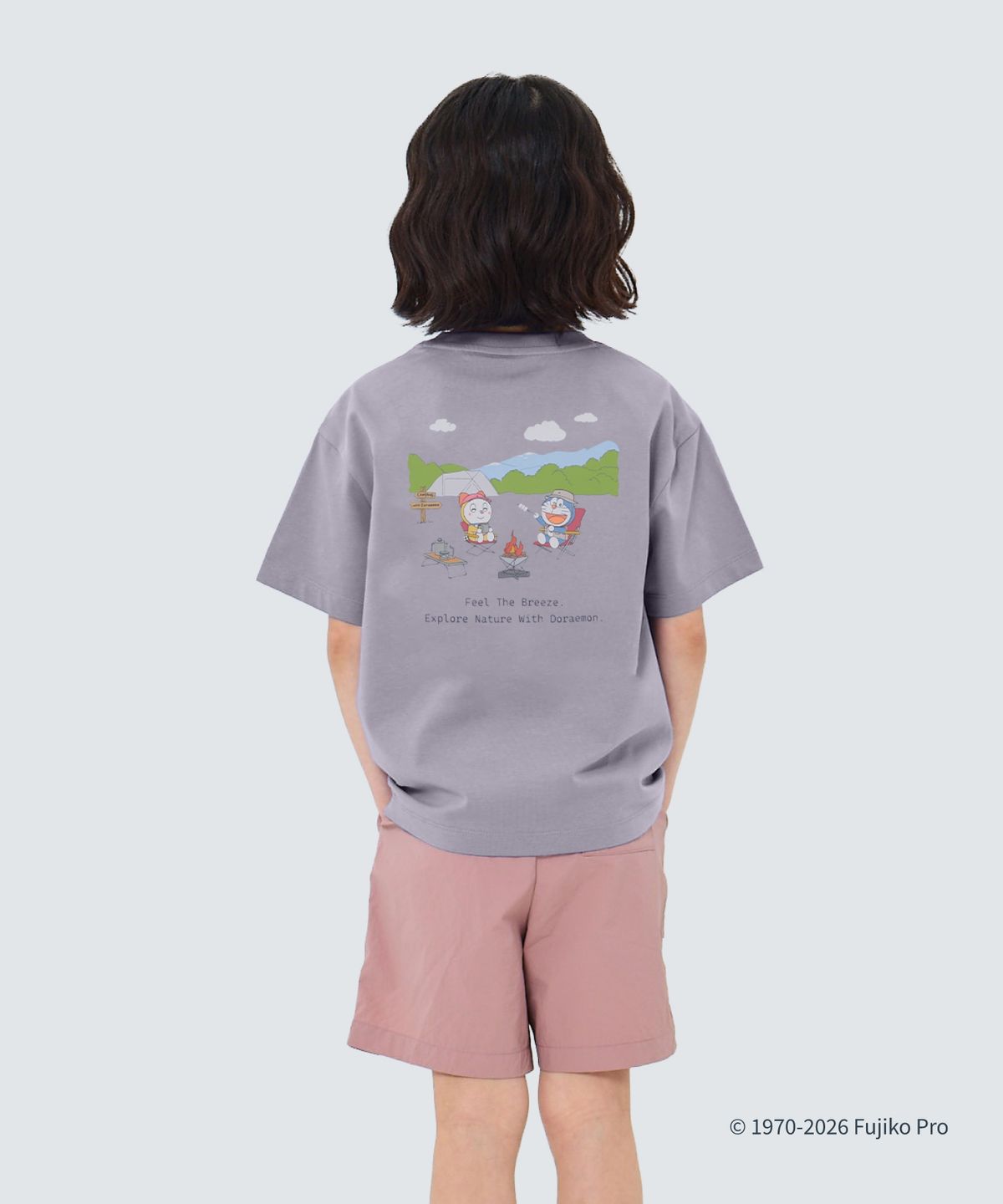 스노우피크 어패럴 키즈(SNOWPEAK APPAREL KIDS) [스노우피크 I 도라에몽] 키즈 캠프파이어 티셔츠 (S26MKFTS98) Gray Blue
