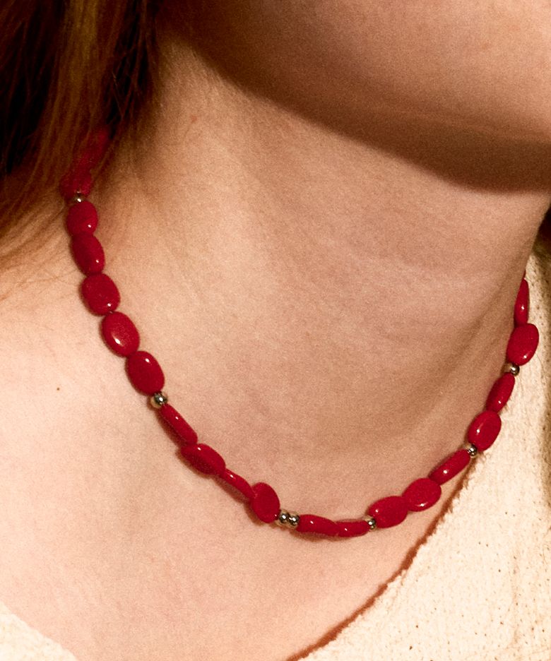 temper stone necklace-red