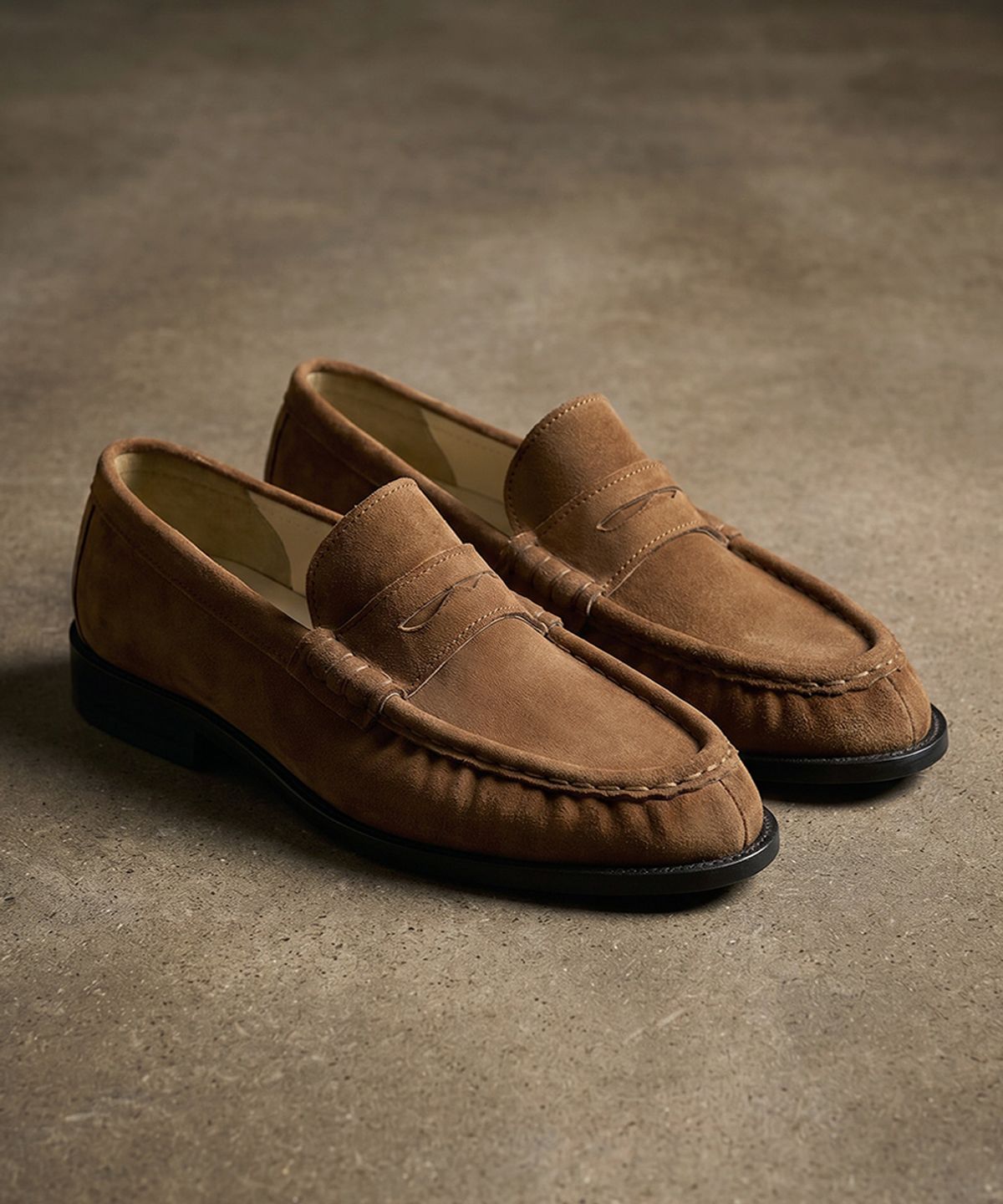 피렌체 아뜨리에(FIRENZE ATELIER) [홍창] 셔링디테일 스탠다드 페니로퍼 4080 [MID BROWN SUEDE]