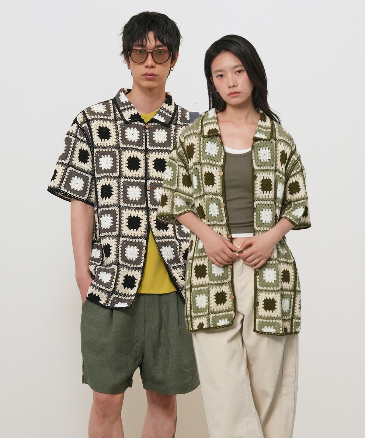 제너럴아이디어(GENERALIDEA) UNISEX 그래니 스퀘어 하프 가디건 [2COL] / GF2UKC019