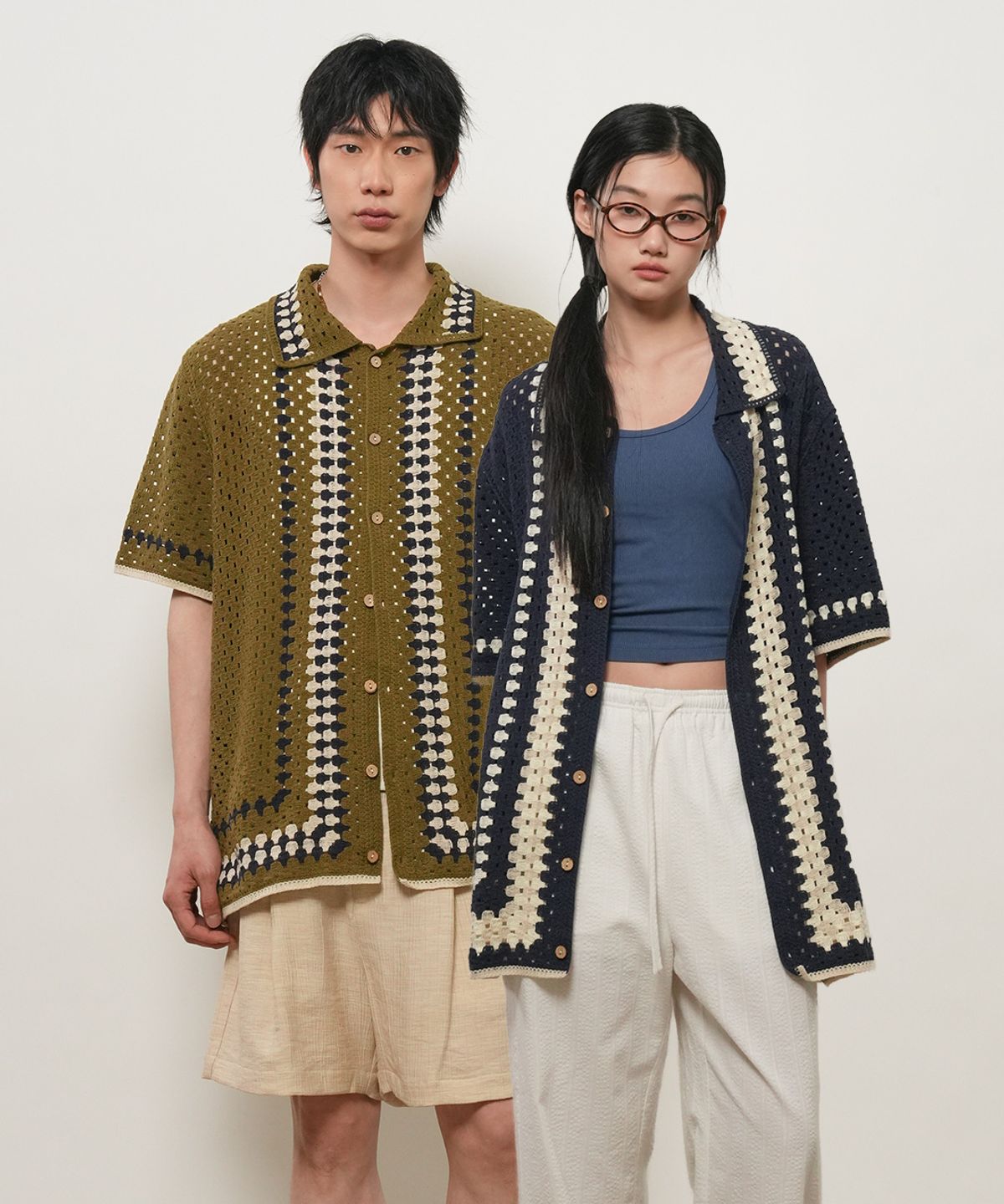 제너럴아이디어(GENERALIDEA) UNISEX 그래니 배색 하프 가디건 [3COL] / GF2UKC018