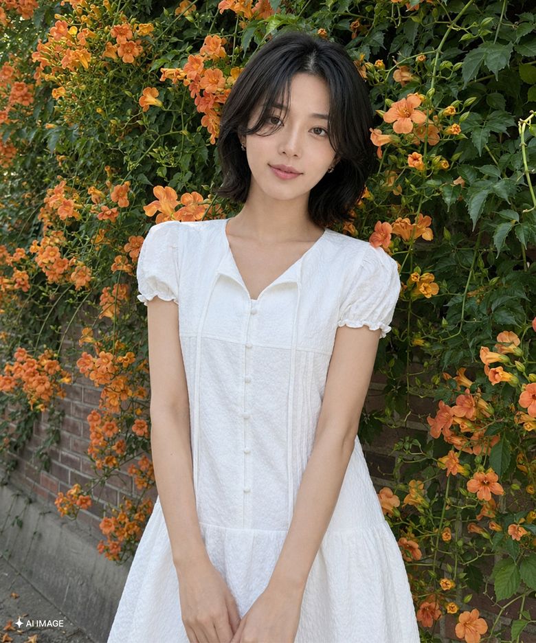 플로럴 캡 슬리브 미니 원피스 [WHITE] / GF2LOP522