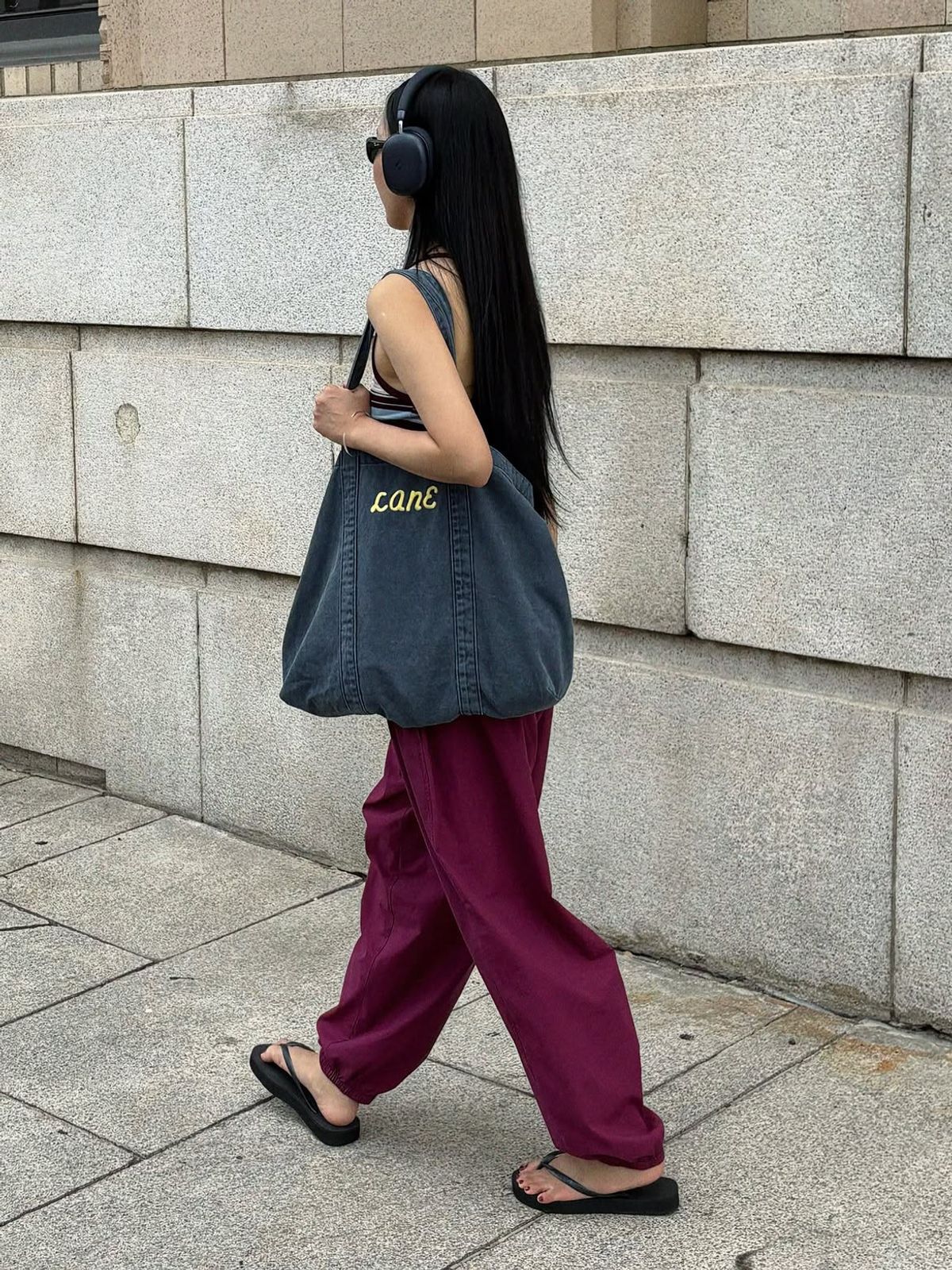 레인 아파트먼트(LANE APARTMENT) COTTON LOGO BIG BAG [NAVY]