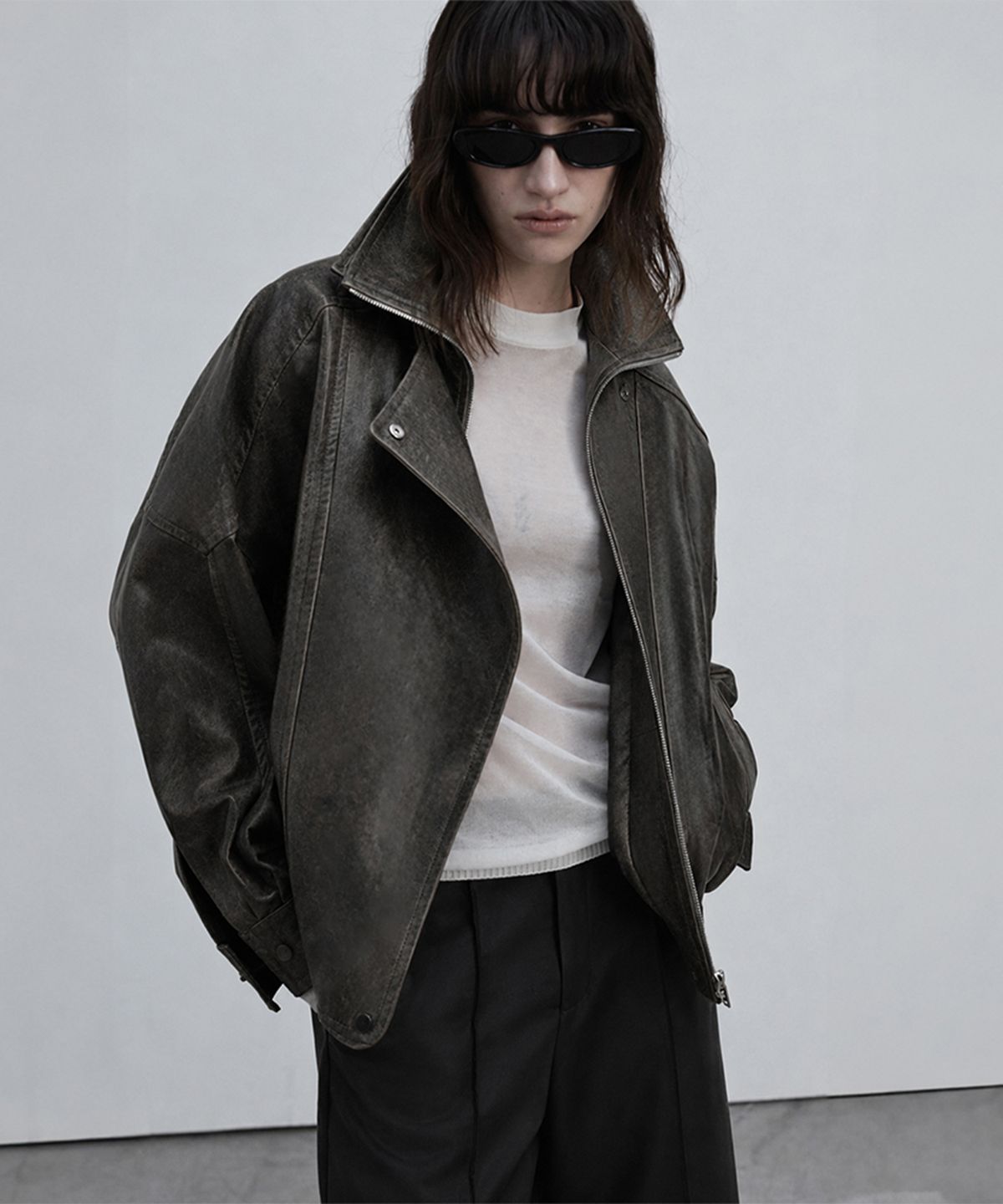 베르데마르(VERDEMAR) Double Collar Zip-up Jacket_Deep Antik