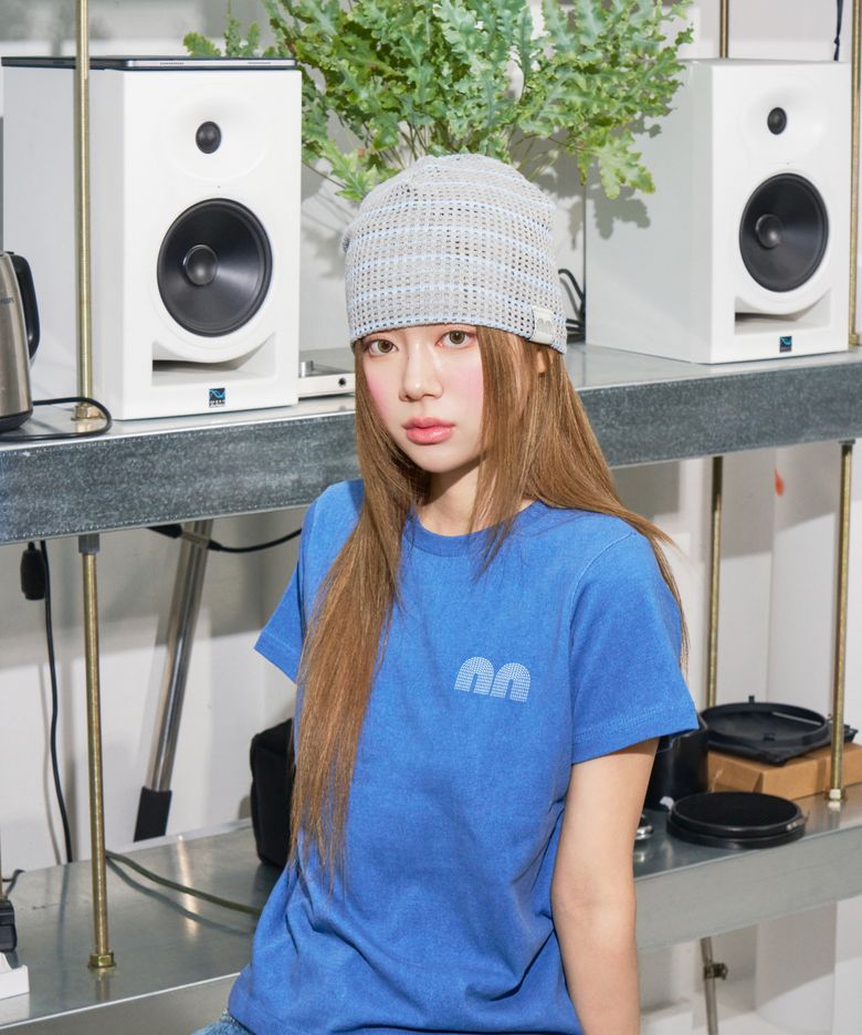 nn Label Crochet Beanie Grey