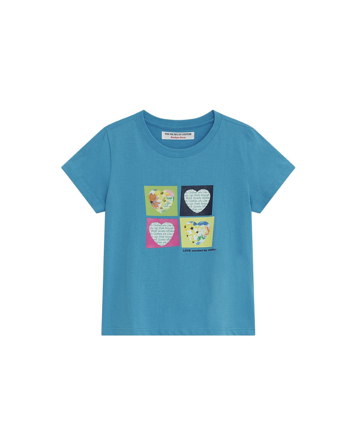 더뮤지엄비지터(THEMUSEUMVISITOR) W FLOWER BLOCK GRAPHIC T-SHIRT (TILL BLUE)