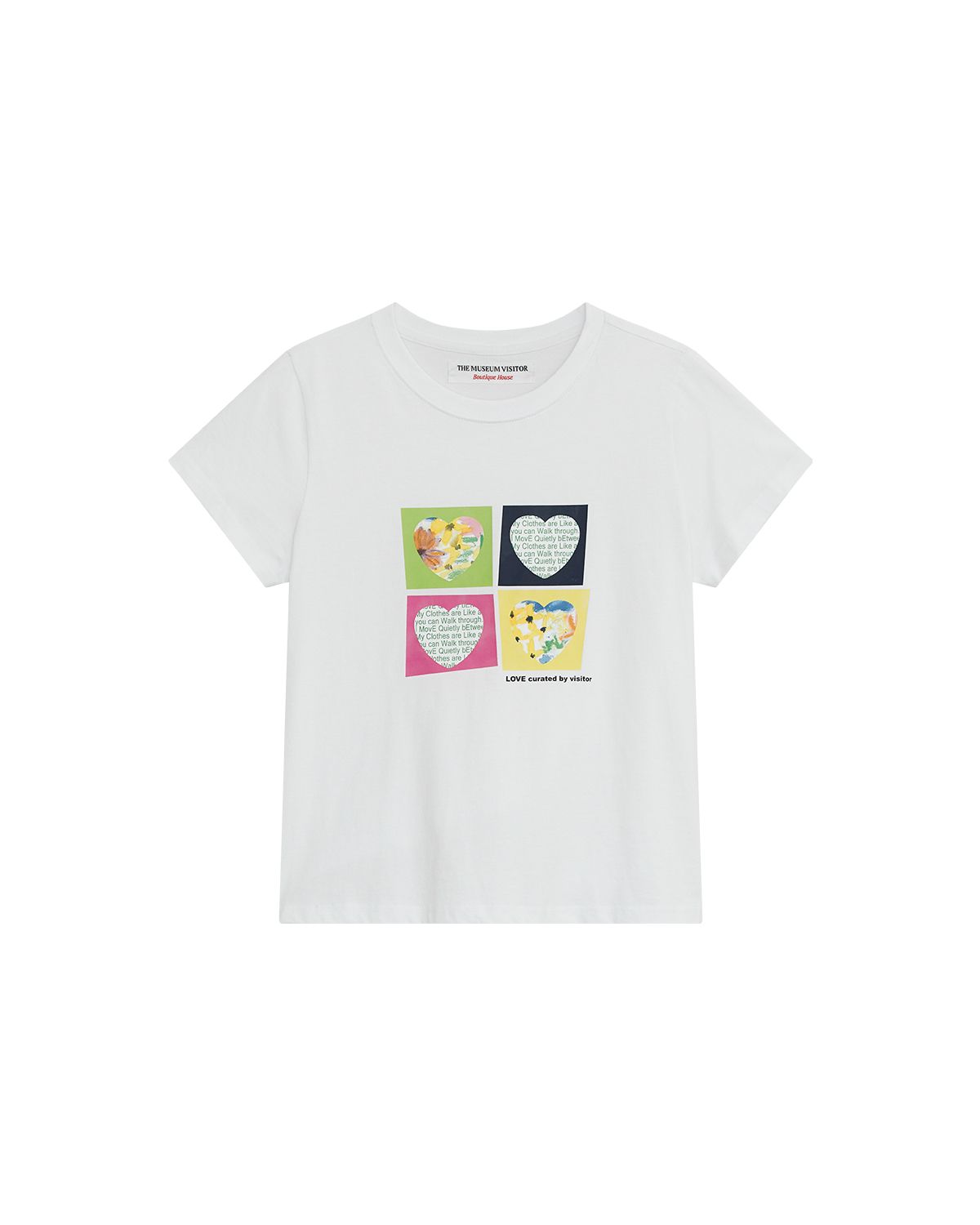 더뮤지엄비지터(THEMUSEUMVISITOR) W FLOWER BLOCK GRAPHIC T-SHIRT (WHITE)