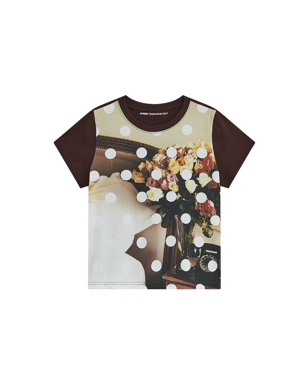 더뮤지엄비지터(THEMUSEUMVISITOR) W DOT COLLAGE PRINTED T-SHIRT (BROWN)