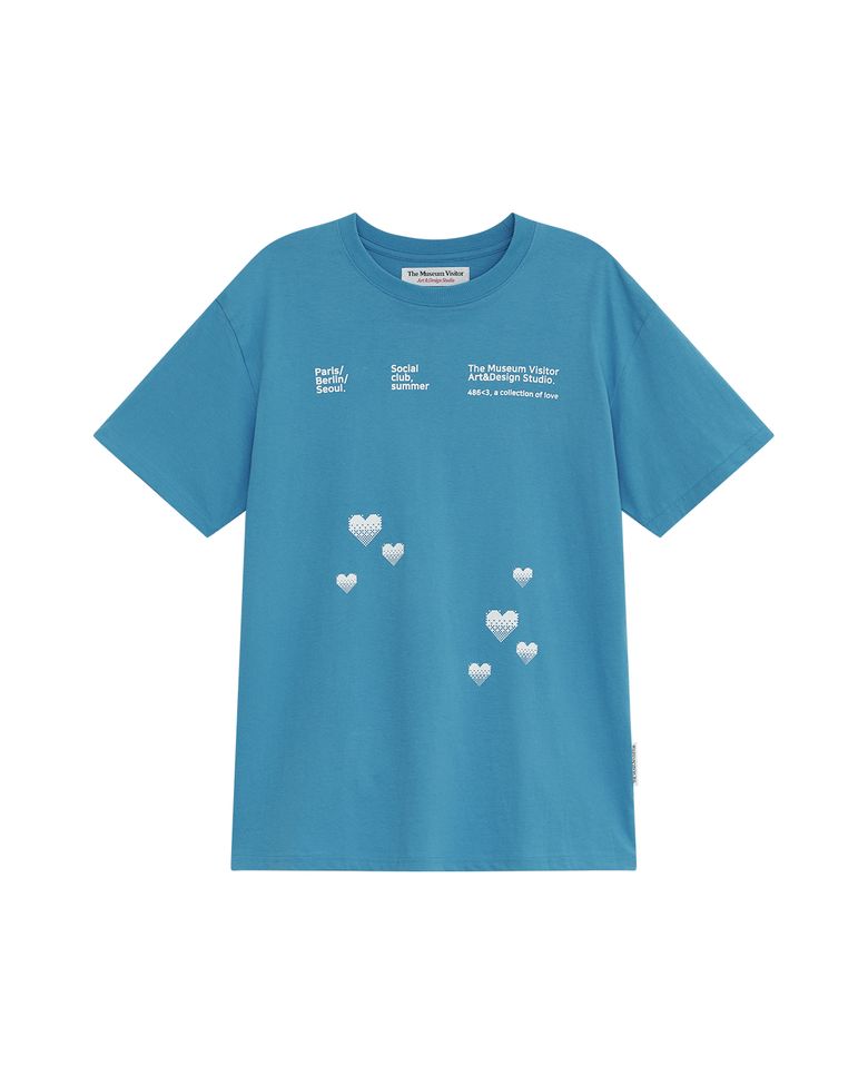 PIXEL HEART SIGNATURE OVERFIT T-SHIRT (TILL BLUE)