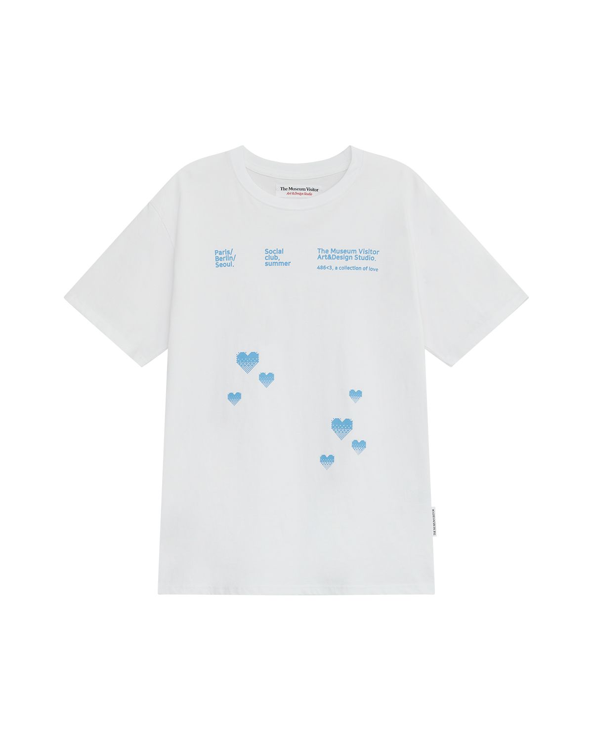더뮤지엄비지터(THEMUSEUMVISITOR) PIXEL HEART SIGNATURE OVERFIT T-SHIRT (WHITE)