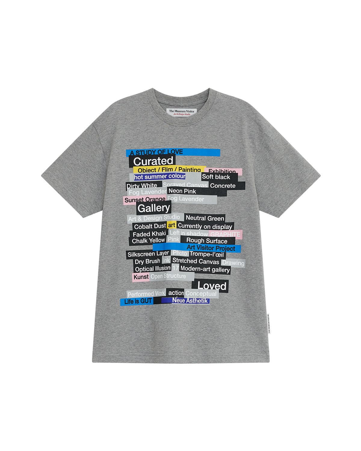더뮤지엄비지터(THEMUSEUMVISITOR) MULTI TEXT GRAFFITI T-SHIRT (MELANGE GREY)