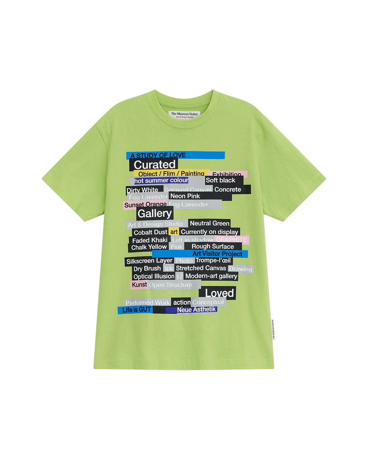 더뮤지엄비지터(THEMUSEUMVISITOR) MULTI TEXT GRAFFITI T-SHIRT (GREEN)