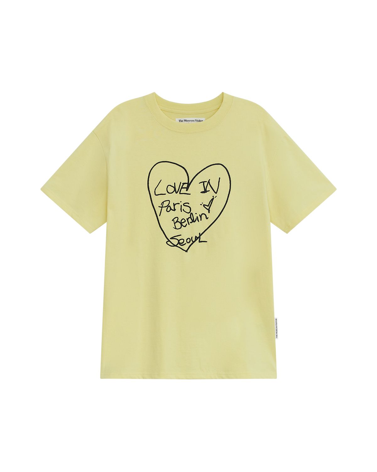 더뮤지엄비지터(THEMUSEUMVISITOR) LETTERING HEART OVERFIT T-SHIRT (LEMON)