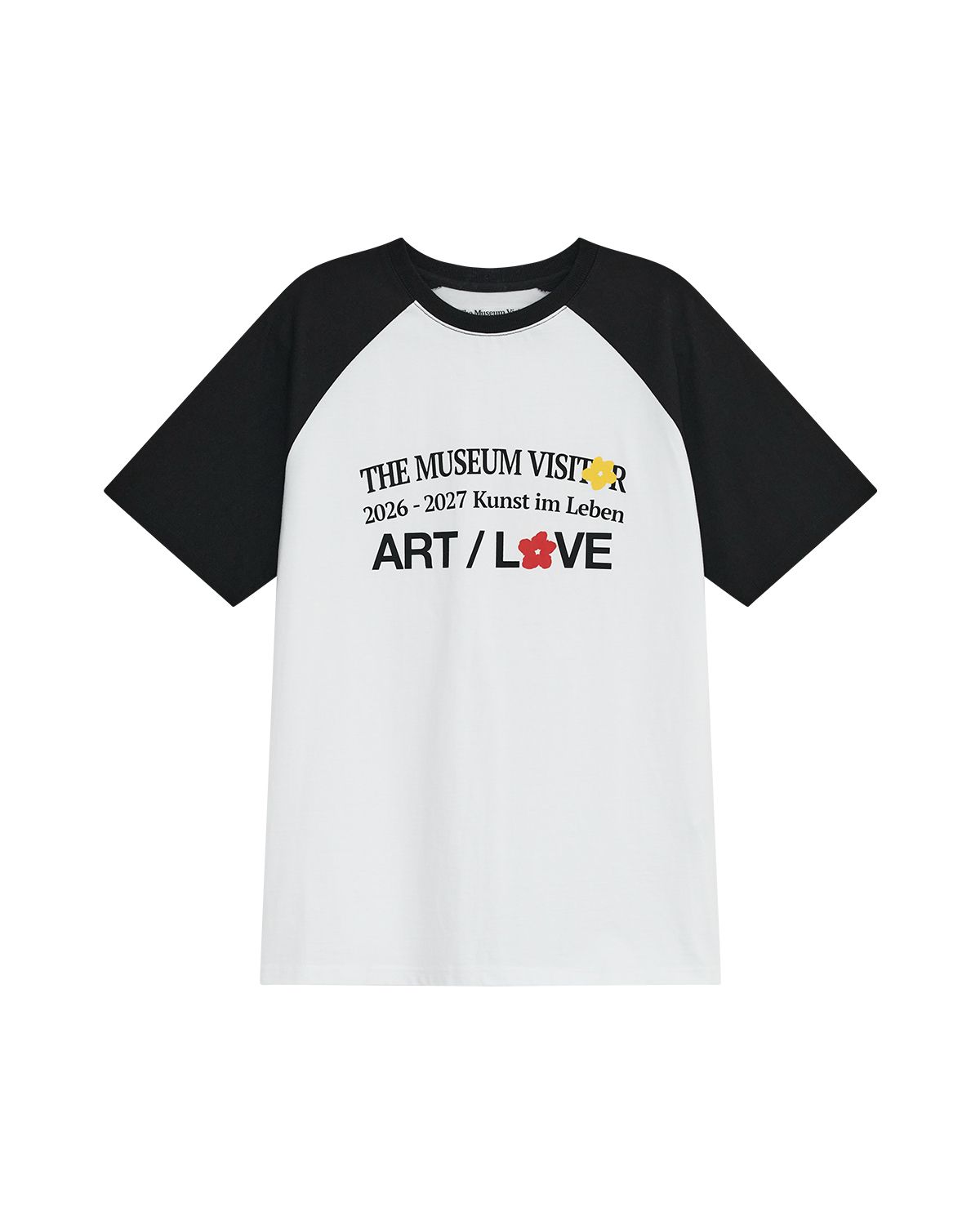 더뮤지엄비지터(THEMUSEUMVISITOR) RAGLAN COLOR BLOCK GRAPHIC T-SHIRT (BLACK)