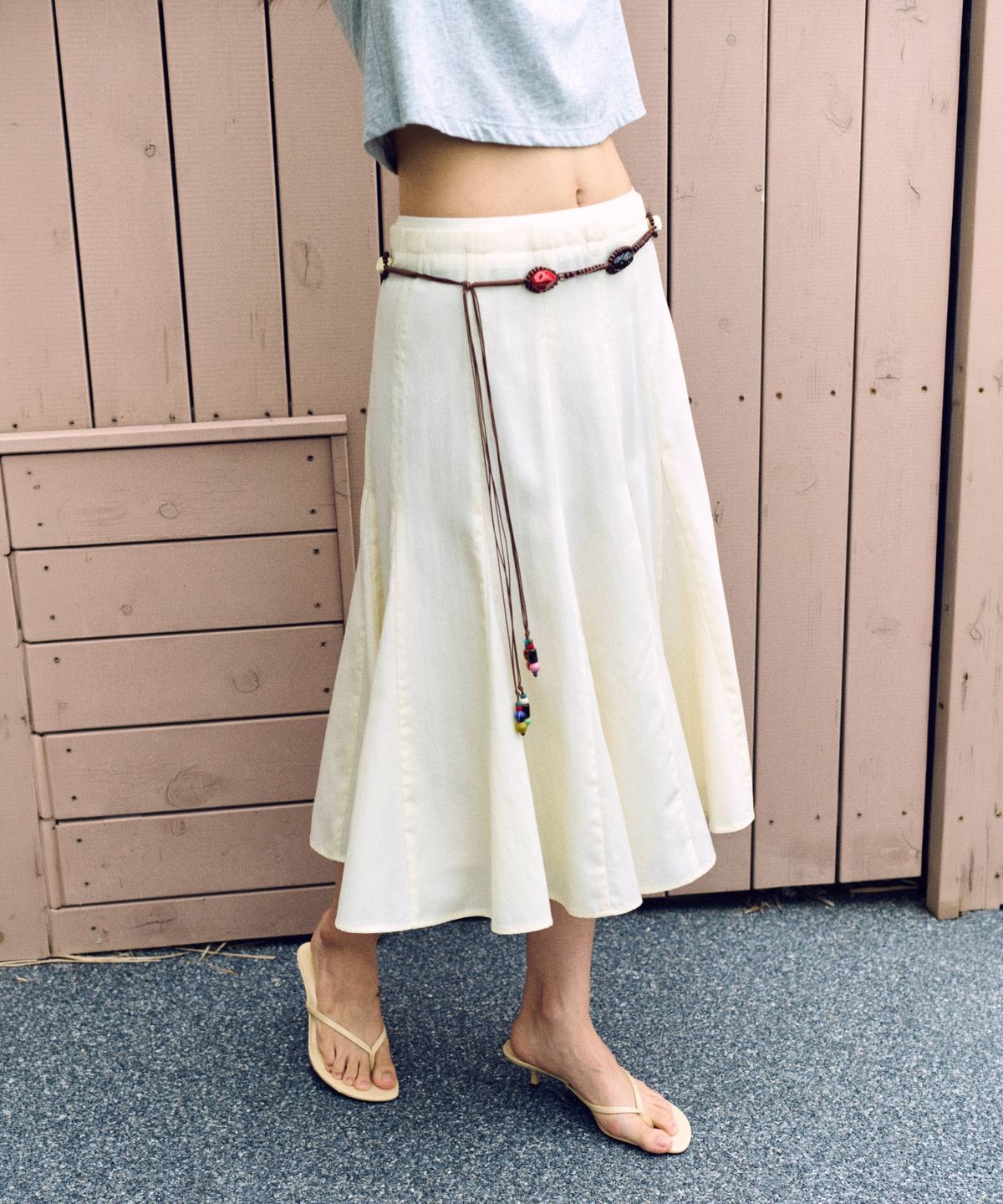 망고매니플리즈(MANGO MANY PLEASE) FLUTT FLARE SKIRT_VANILLA