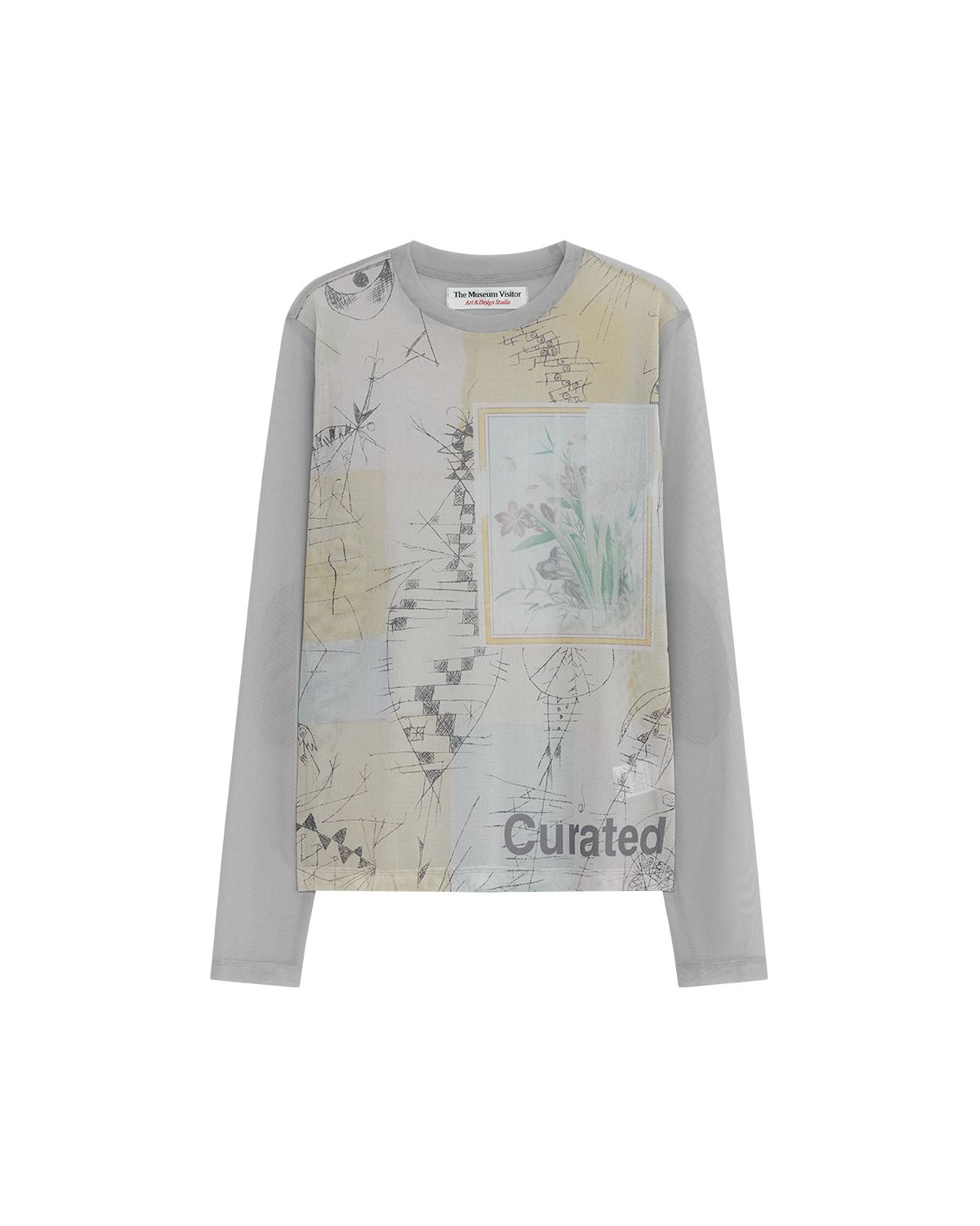 더뮤지엄비지터(THEMUSEUMVISITOR) DTP ARTWORK MESH SUMMER LONG SLEEVE (GREY)