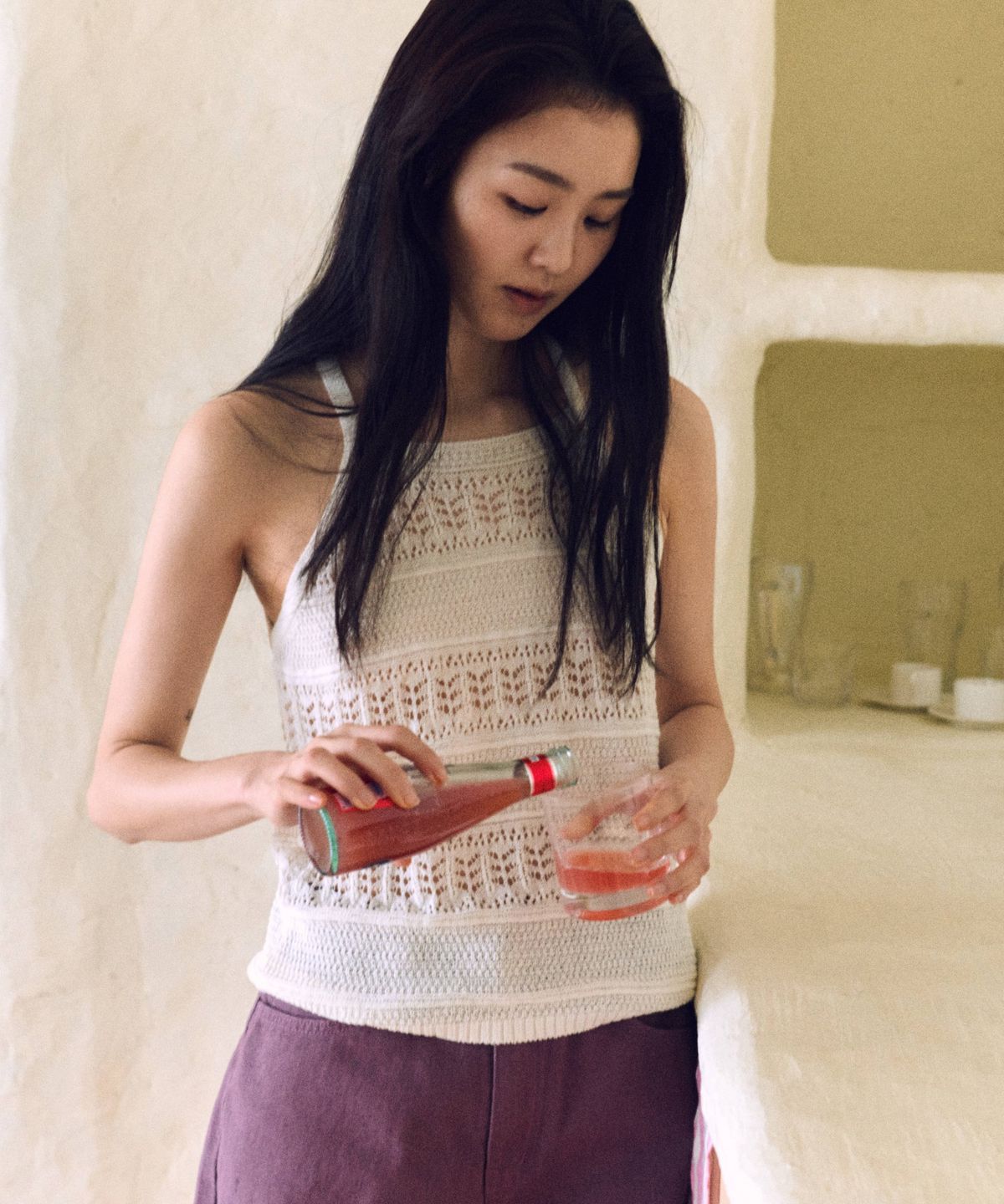 망고매니플리즈(MANGO MANY PLEASE) PIA CROCHET KNIT SLEEVELESS_IVORY