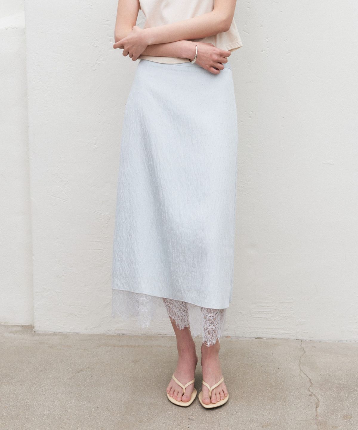망고매니플리즈(MANGO MANY PLEASE) CHICOR LACE SKIRT_BLUE MINT
