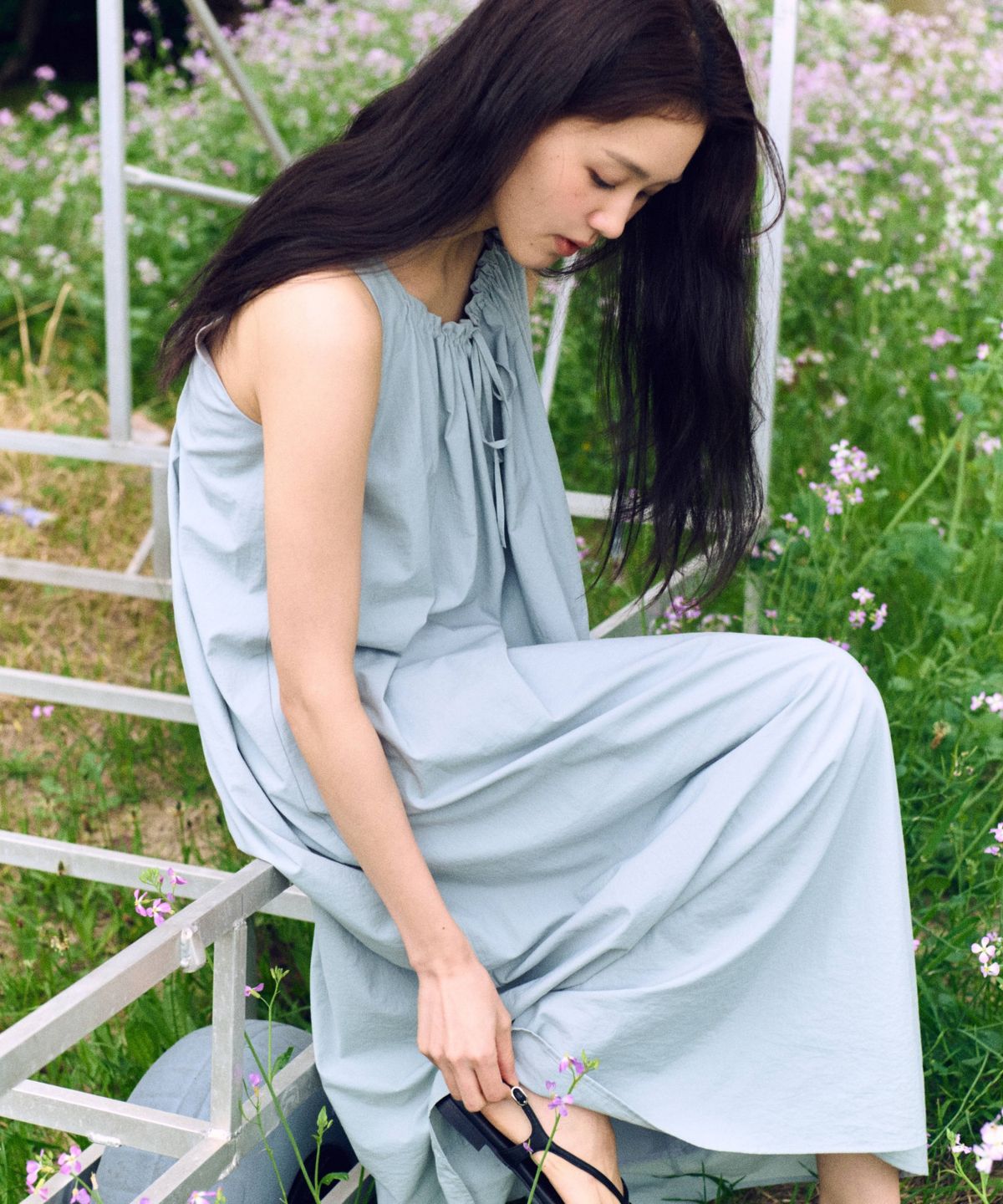 망고매니플리즈(MANGO MANY PLEASE) TIAMO FLARE ONE PIECE_BLUE