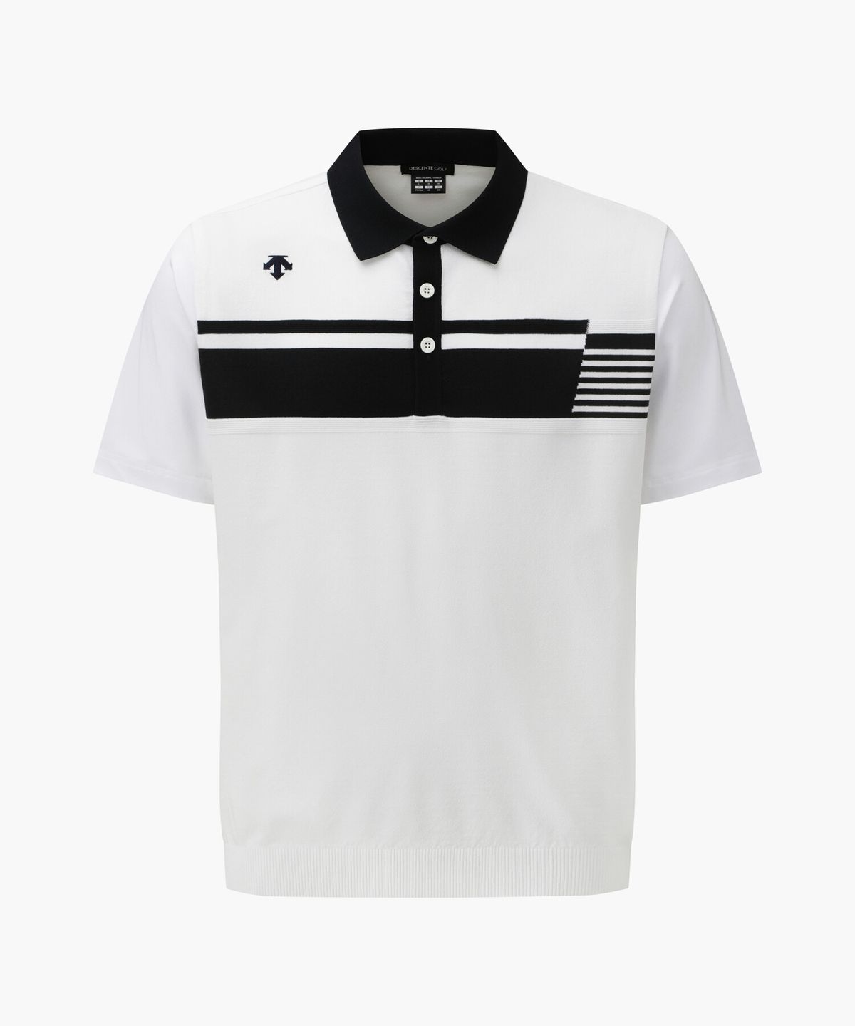 데상트 골프(DESCENTE GOLF) 남성 스트라이프 카라 반팔 스웨터  DR32MFKP71
